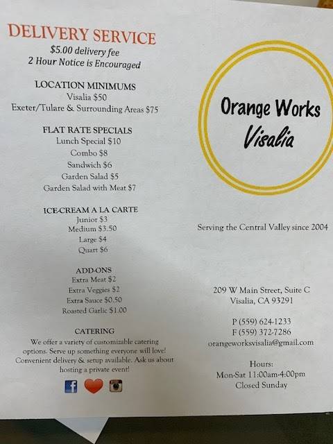 Orange Works Visalia | restaurant | 209 W Main St ste c, Visalia, CA 93291, USA | 5596241233 OR +1 559-624-1233