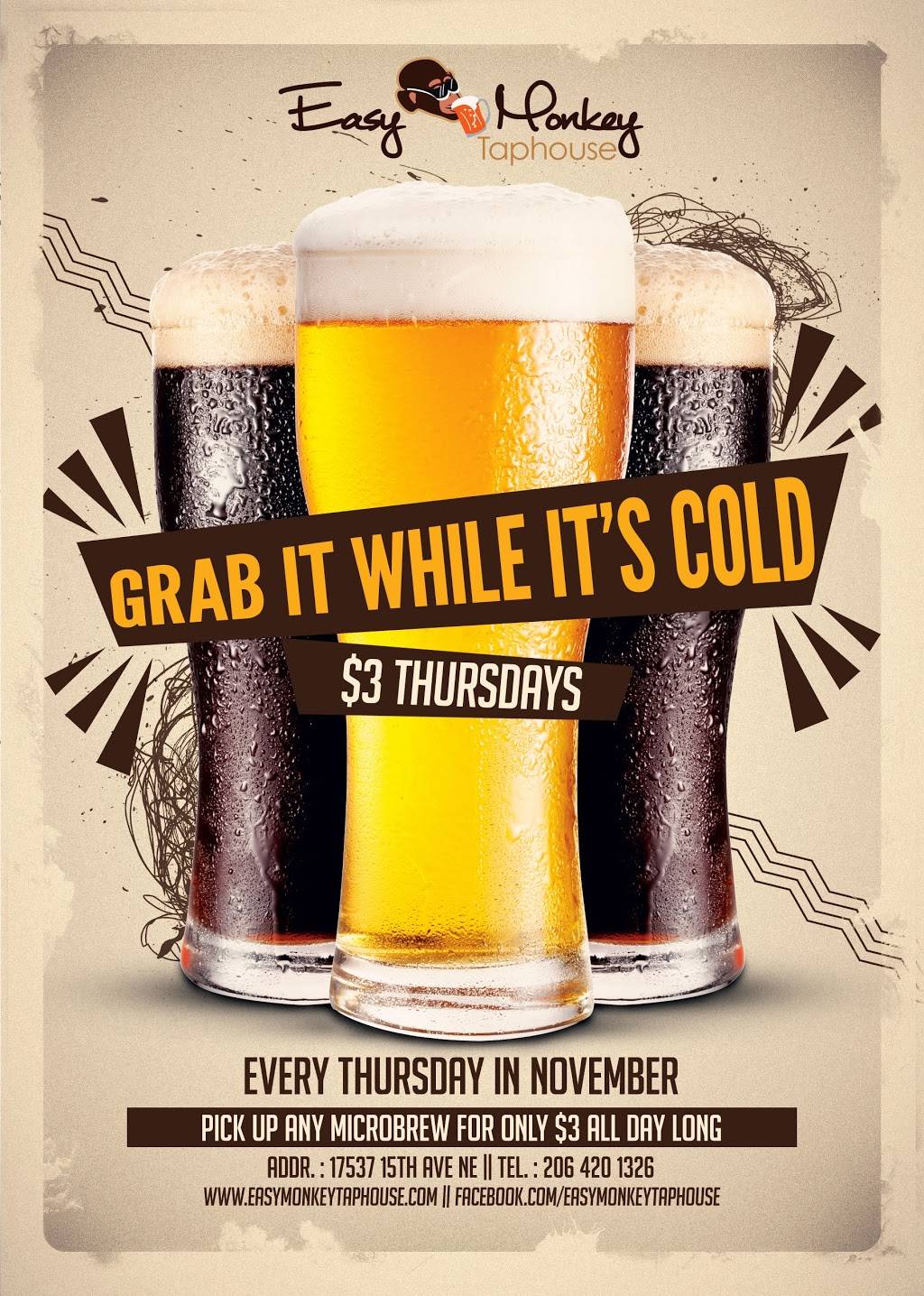 Easy Monkey Taphouse | restaurant | 17537 15th Ave NE B, Shoreline, WA 98155, USA | 2064201326 OR +1 206-420-1326