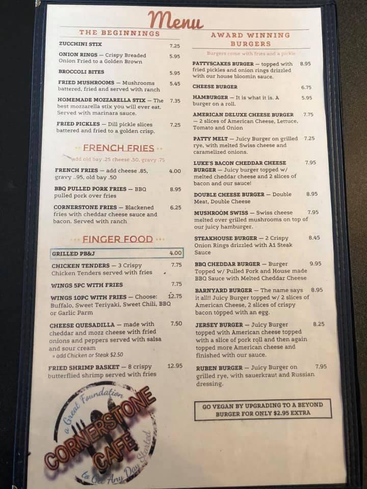 Cornerstone Grill | restaurant | 362 Wiley Rd, Carneys Point, NJ 08069, USA | 8565142353 OR +1 856-514-2353