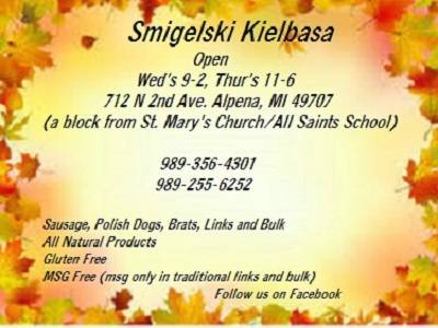 Smigelski Kielbasa (Sausage) | restaurant | 712 N 2nd Ave, Alpena, MI 49707, USA | 9893564301 OR +1 989-356-4301
