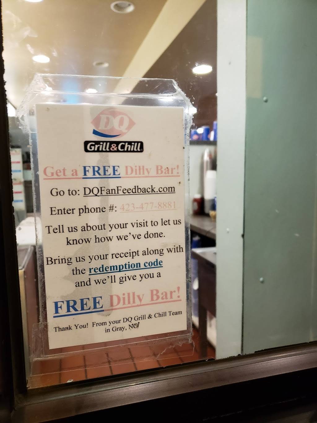 Dairy Queen Grill & Chill | restaurant | 165 Old Gray Station Rd, Gray, TN 37615, USA | 4234778881 OR +1 423-477-8881