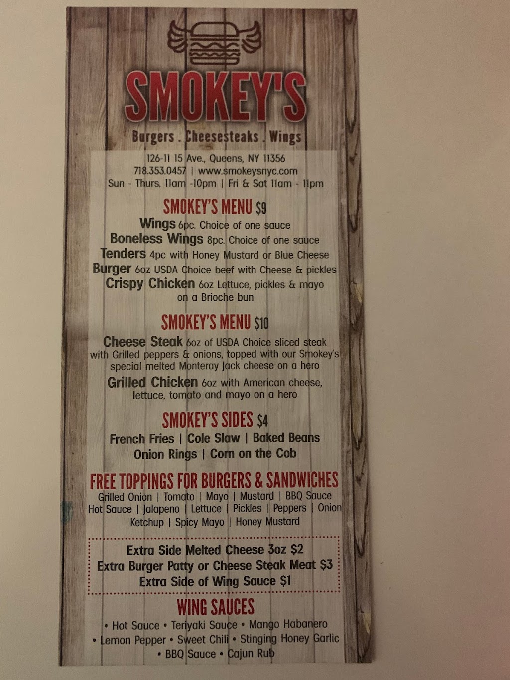 SMOKEYS NYC INC | restaurant | 126-11 15th Ave, Queens, NY 11356, USA | 7183530457 OR +1 718-353-0457