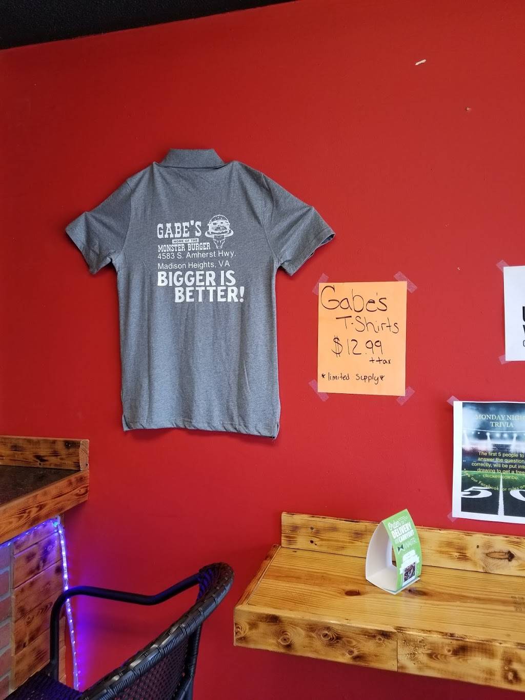 Gabe’s | restaurant | 4583 S Amherst Hwy, Madison Heights, VA 24572, USA | 4349078639 OR +1 434-907-8639