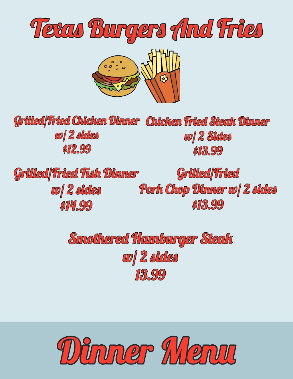 Texas Burgers and Fries | restaurant | 3668 Co Rd 192, Kilgore, TX 75662, USA | 9032184621 OR +1 903-218-4621
