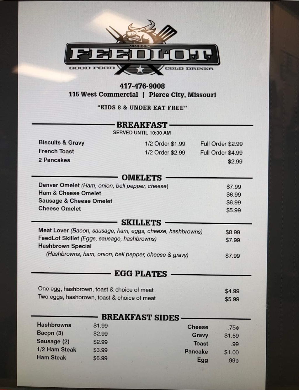 The Feedlot Cafe | restaurant | 115 W Commercial St, Pierce City, MO 65723, USA | 4174769008 OR +1 417-476-9008