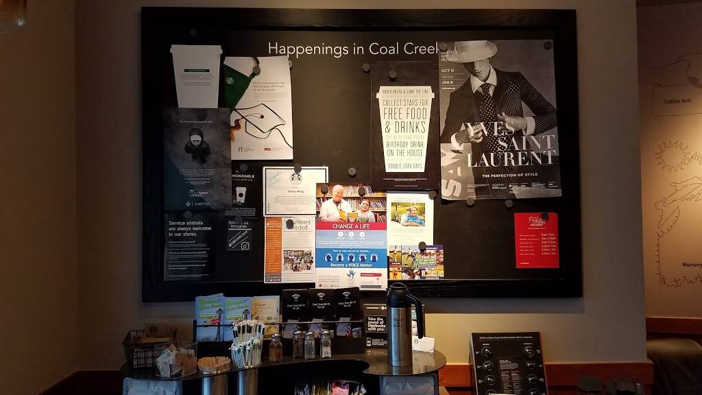 Starbucks | cafe | 6977 Coal Creek Pkwy SE, Newcastle, WA 98059, USA | 4256039727 OR +1 425-603-9727