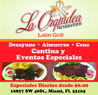 La Orquidea Restaurant | restaurant | 10827 SW 40th St, Miami, FL 33165, USA | 3052287131 OR +1 305-228-7131