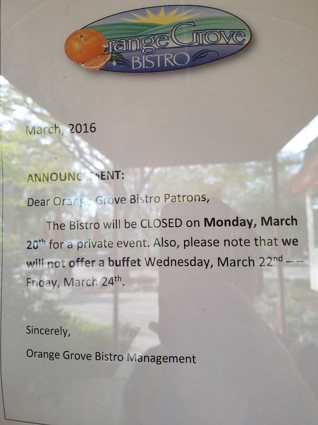 Orange Grove Bistro | restaurant | 18111 Nordhoff St, Northridge, CA 91330, USA | 8186772076 OR +1 818-677-2076