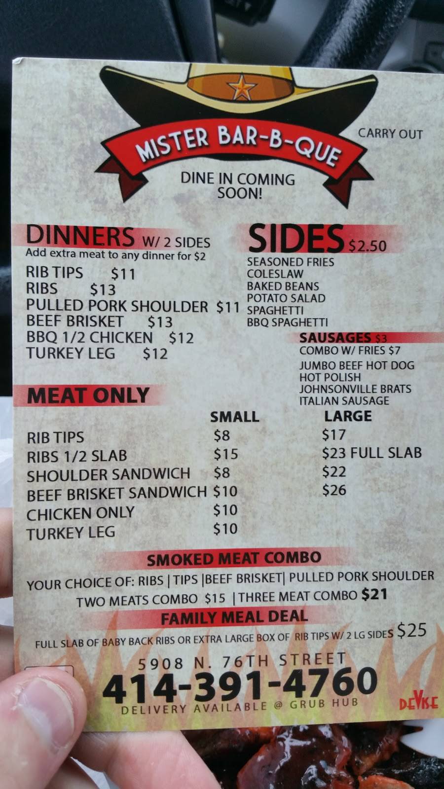 Mister Bar-B-Que | restaurant | 8322 W Lincoln Ave, West Allis, WI 53219, USA | 4143914760 OR +1 414-391-4760