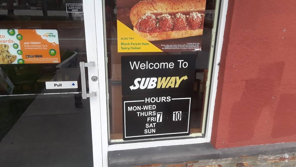 Subway | restaurant | 7038 Okeechobee Rd, Fort Pierce, FL 34945, USA | 7725959559 OR +1 772-595-9559