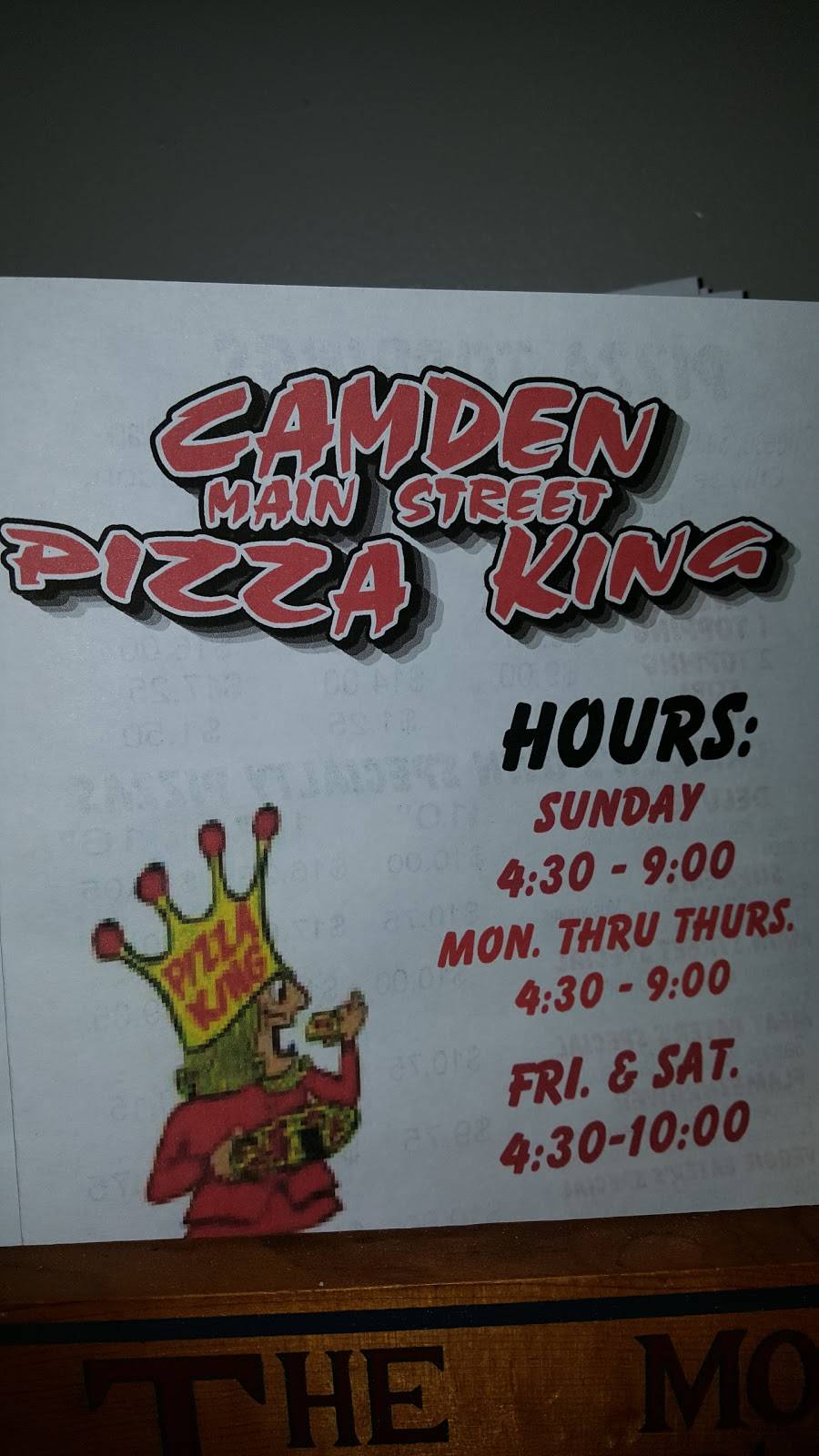 Pizza King | restaurant | 416 E Main St, Camden, IN 46917, USA | 5746862777 OR +1 574-686-2777