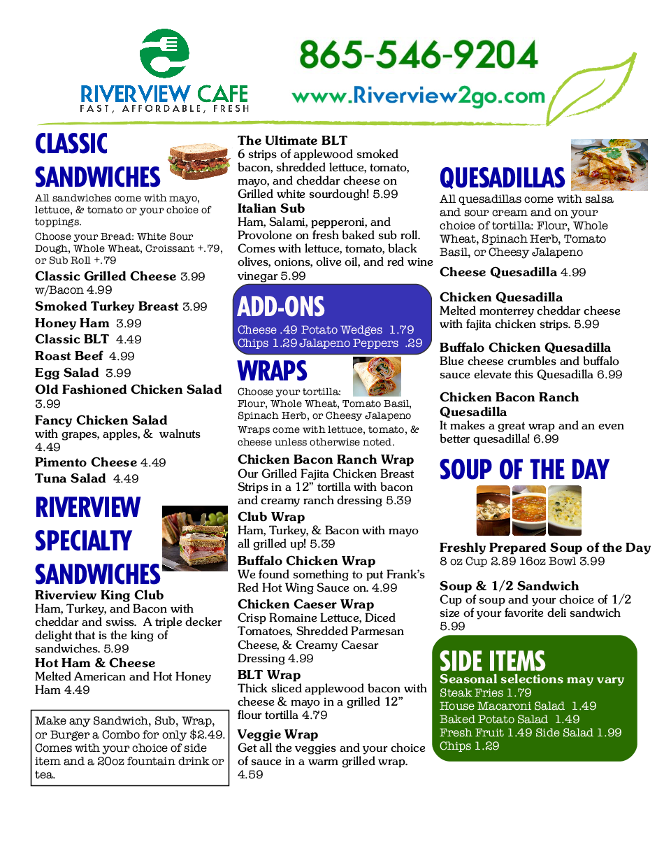 Riverview Cafe / Riverview2go.com | restaurant | 900 S Gay St, Knoxville, TN 37902, USA | 8655469204 OR +1 865-546-9204