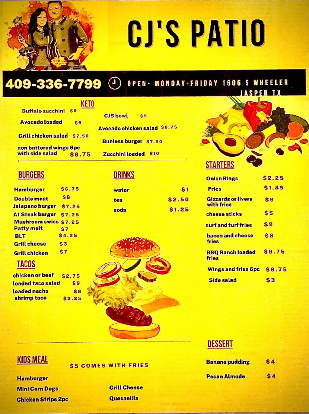 CJS PATIO | restaurant | 1606 S Wheeler St, Jasper, TX 75951, USA | 4093367799 OR +1 409-336-7799