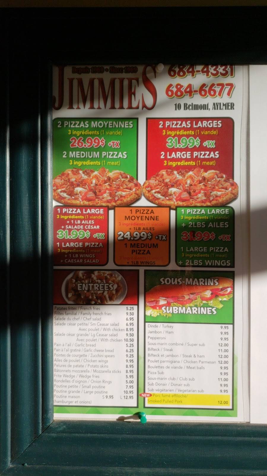 Jimmies Pizza | meal delivery | 10 Rue Belmont, Gatineau, QC J9H 6J5, Canada | 8196844331 OR +1 819-684-4331