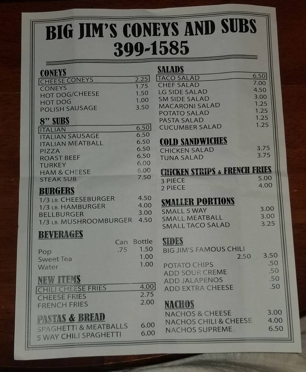 Big Jims Coneys & Subs | restaurant | 1928 Mitchell Blvd, Springfield, OH 45503, USA | 9373991585 OR +1 937-399-1585