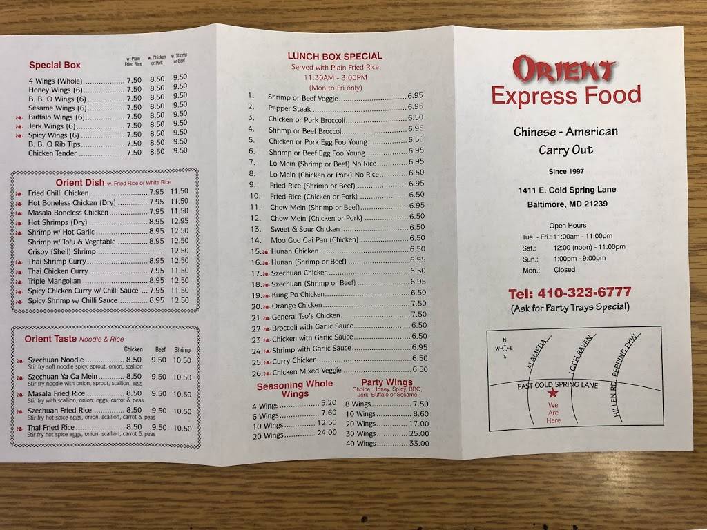Orient Express Food | meal takeaway | 1411 E Cold Spring Ln, Baltimore, MD 21239, USA | 4103236777 OR +1 410-323-6777