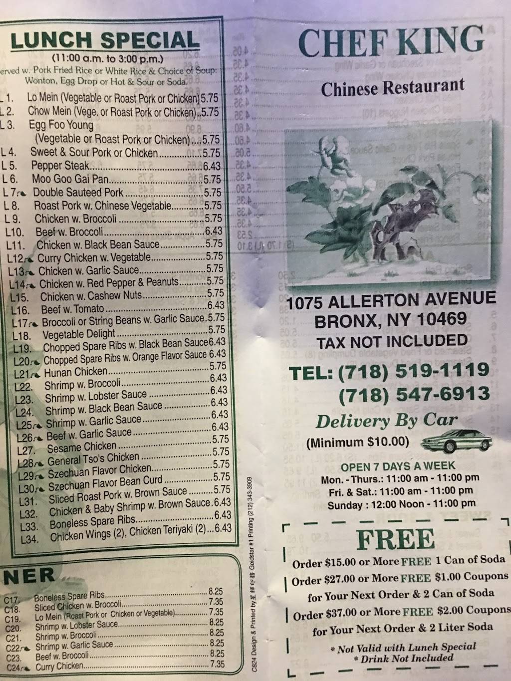 Chef King | restaurant | 1075 Allerton Ave, Bronx, NY 10469, USA | 7185191119 OR +1 718-519-1119