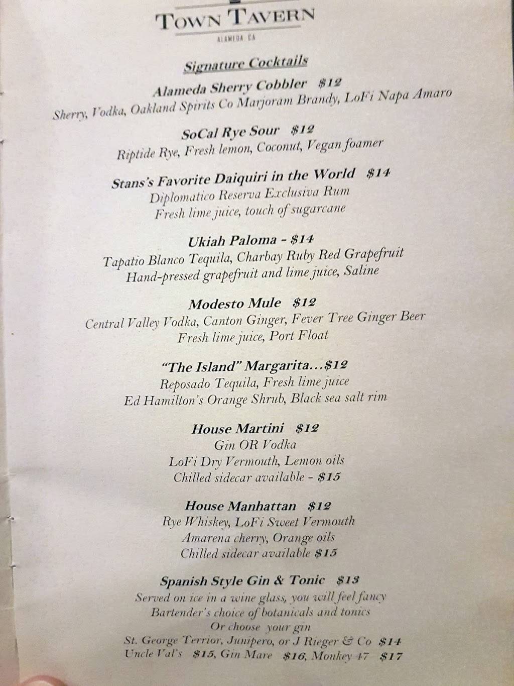 Town Tavern | restaurant | 1437 Park St, Alameda, CA 94501, USA | 5105231041 OR +1 510-523-1041