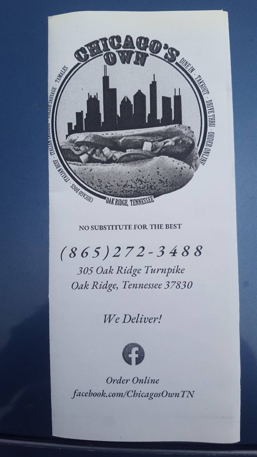 Chicagos Own | restaurant | 305 Oak Ridge Turnpike, Oak Ridge, TN 37830, USA | 8652723488 OR +1 865-272-3488