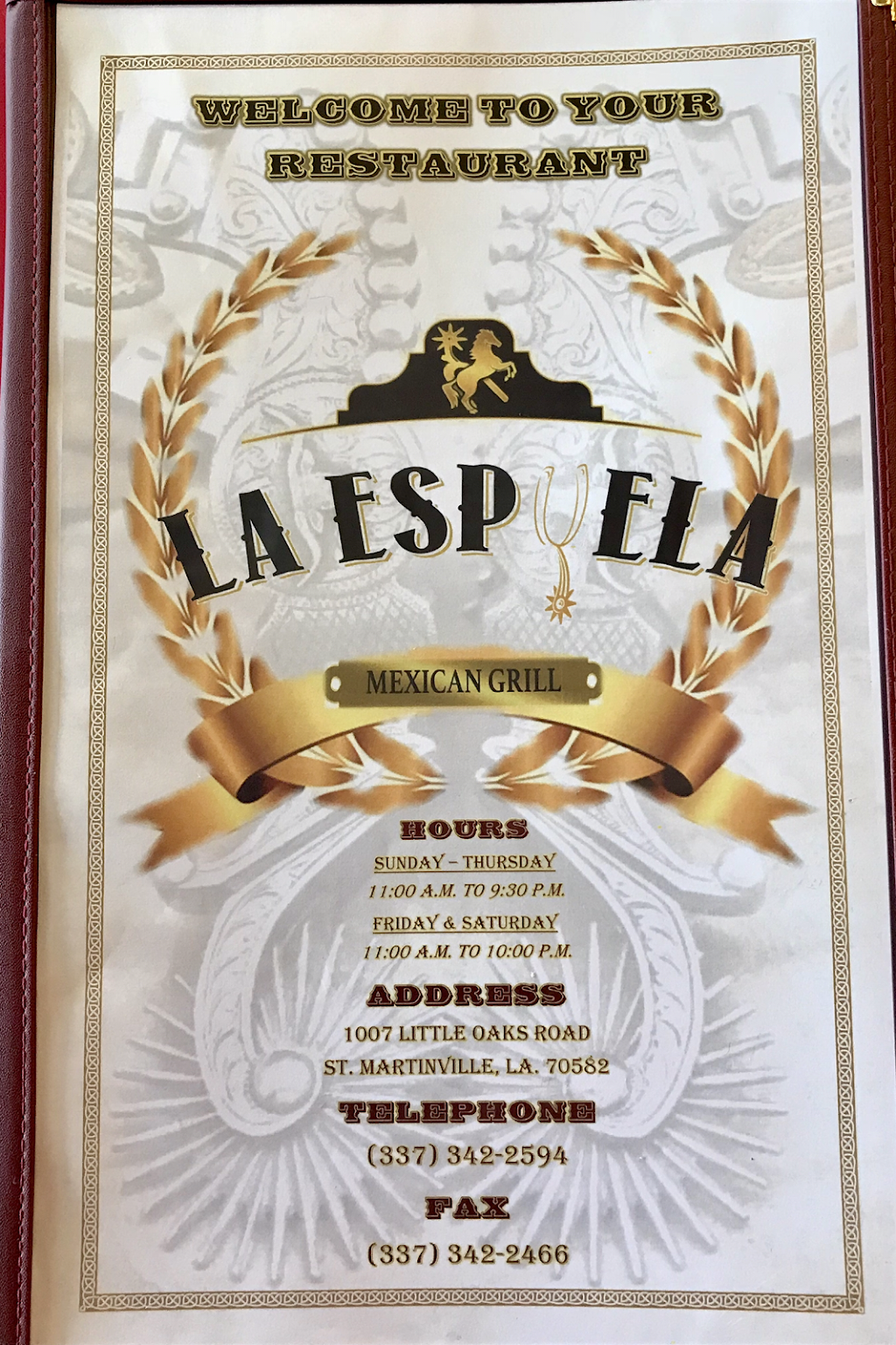 La Espuela mexican grill | restaurant | 1007 Par Rd 3-34, St Martinville, LA 70582, USA | 3373422594 OR +1 337-342-2594