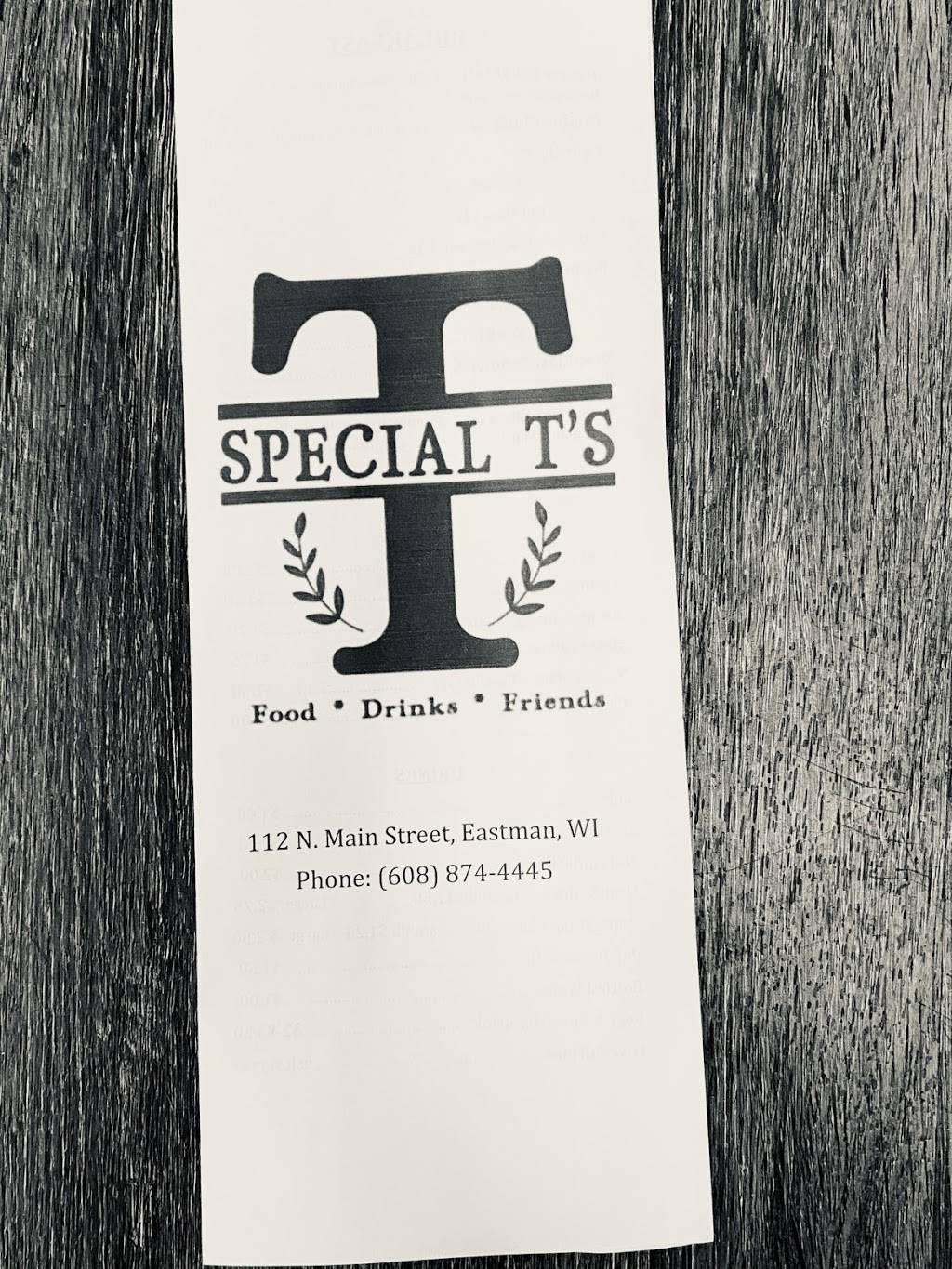 Special "Ts" | restaurant | 112 Main St, Eastman, WI 54626, USA | 6088744445 OR +1 608-874-4445