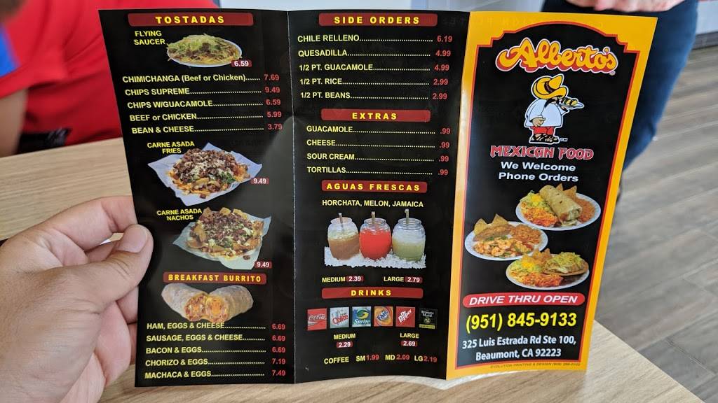 Alberto’s | restaurant | 325 Luis Estrada Rd ste. 100, Beaumont, CA 92223, USA | 9518459133 OR +1 951-845-9133