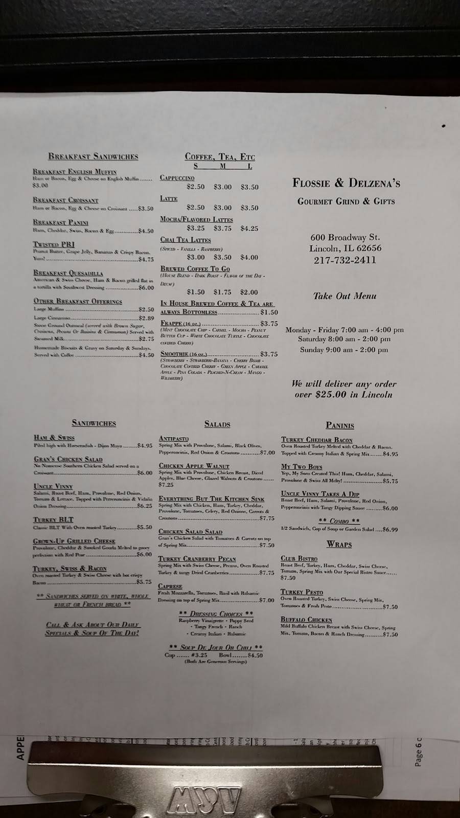 Flossie & Delzenas | restaurant | 600 Broadway St, Lincoln, IL 62656, USA | 2177322411 OR +1 217-732-2411