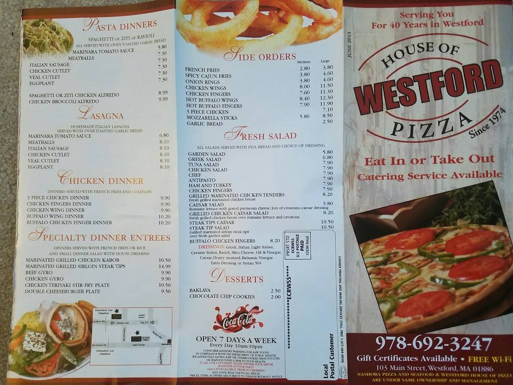 Westford House of Pizza | restaurant | 103 Main St, Westford, MA 01886, USA | 9786923247 OR +1 978-692-3247