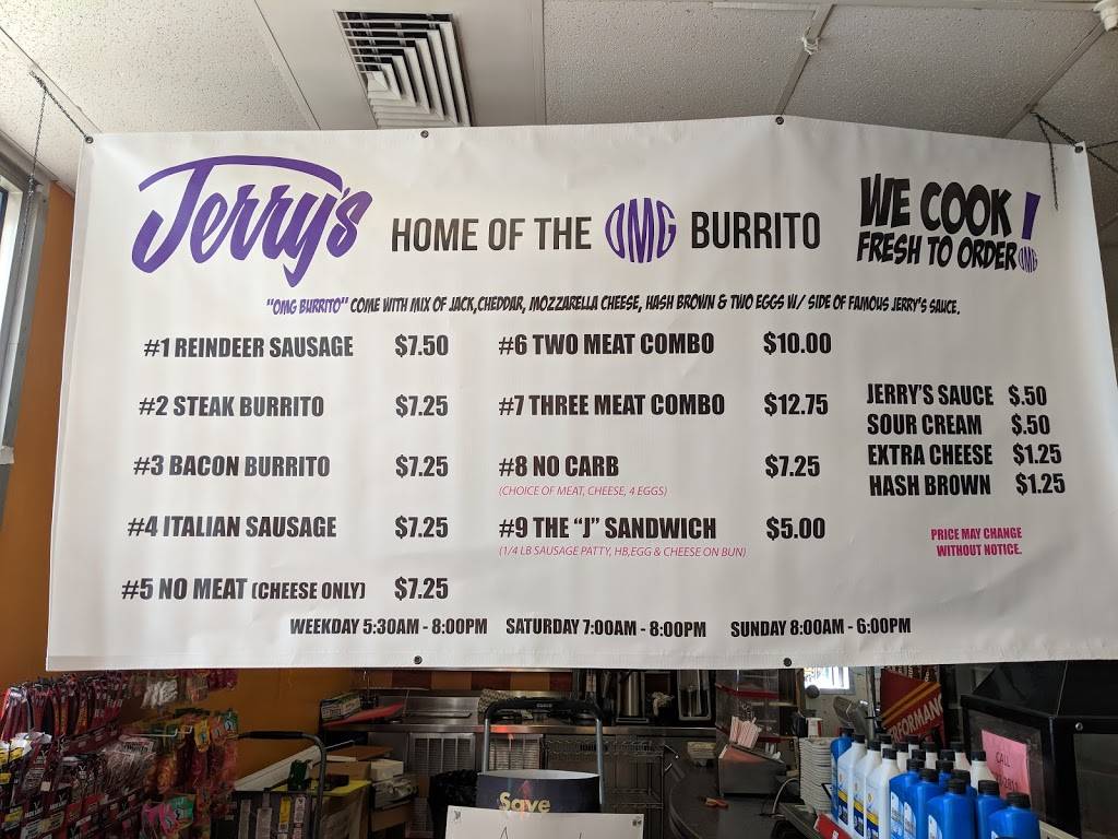 Jerrys OMG Burritos | restaurant | 919 E Dimond Blvd, Anchorage, AK 99515, USA | 9075222811 OR +1 907-522-2811