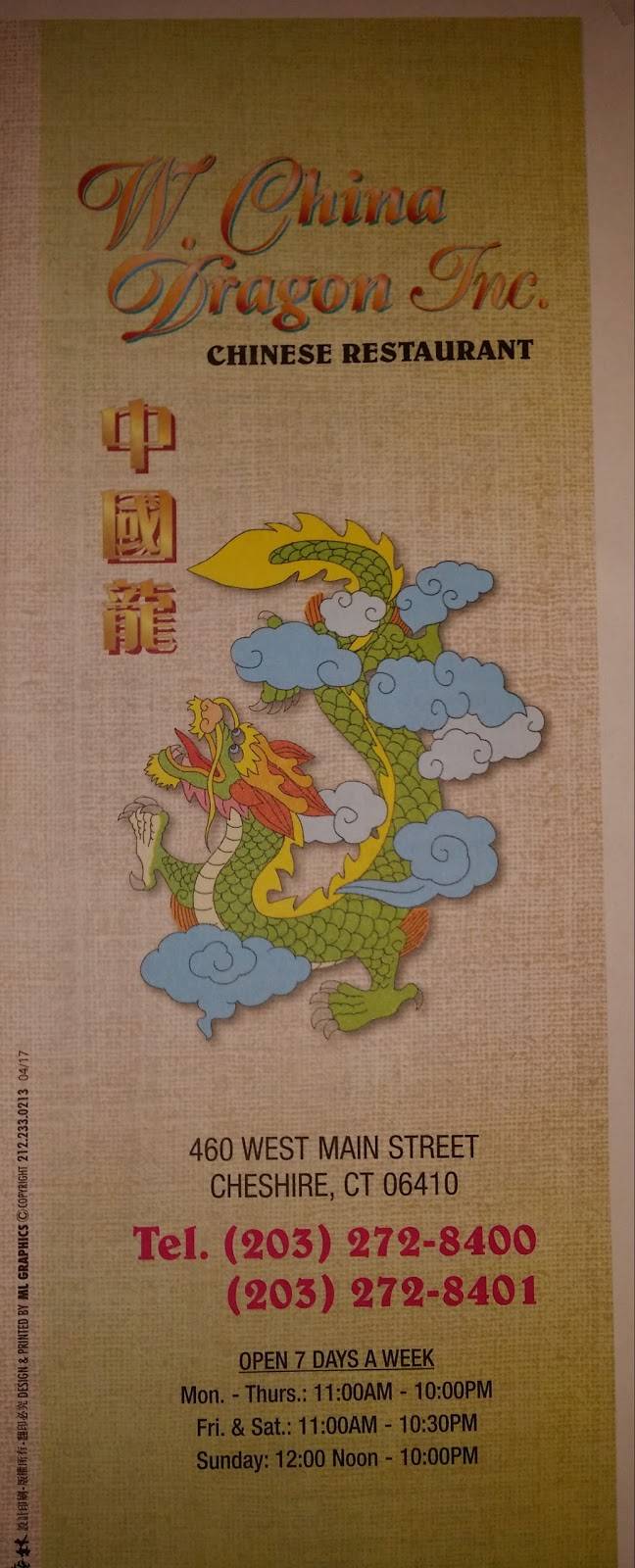 China Dragon | restaurant | 460 W Main St, Cheshire, CT 06410, USA | 2032728400 OR +1 203-272-8400