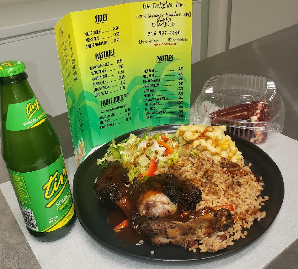 Irie Delights Inc | restaurant | 358 Broadway Mall Shop K3, Hicksville, NY 11801, USA | 5165974440 OR +1 516-597-4440