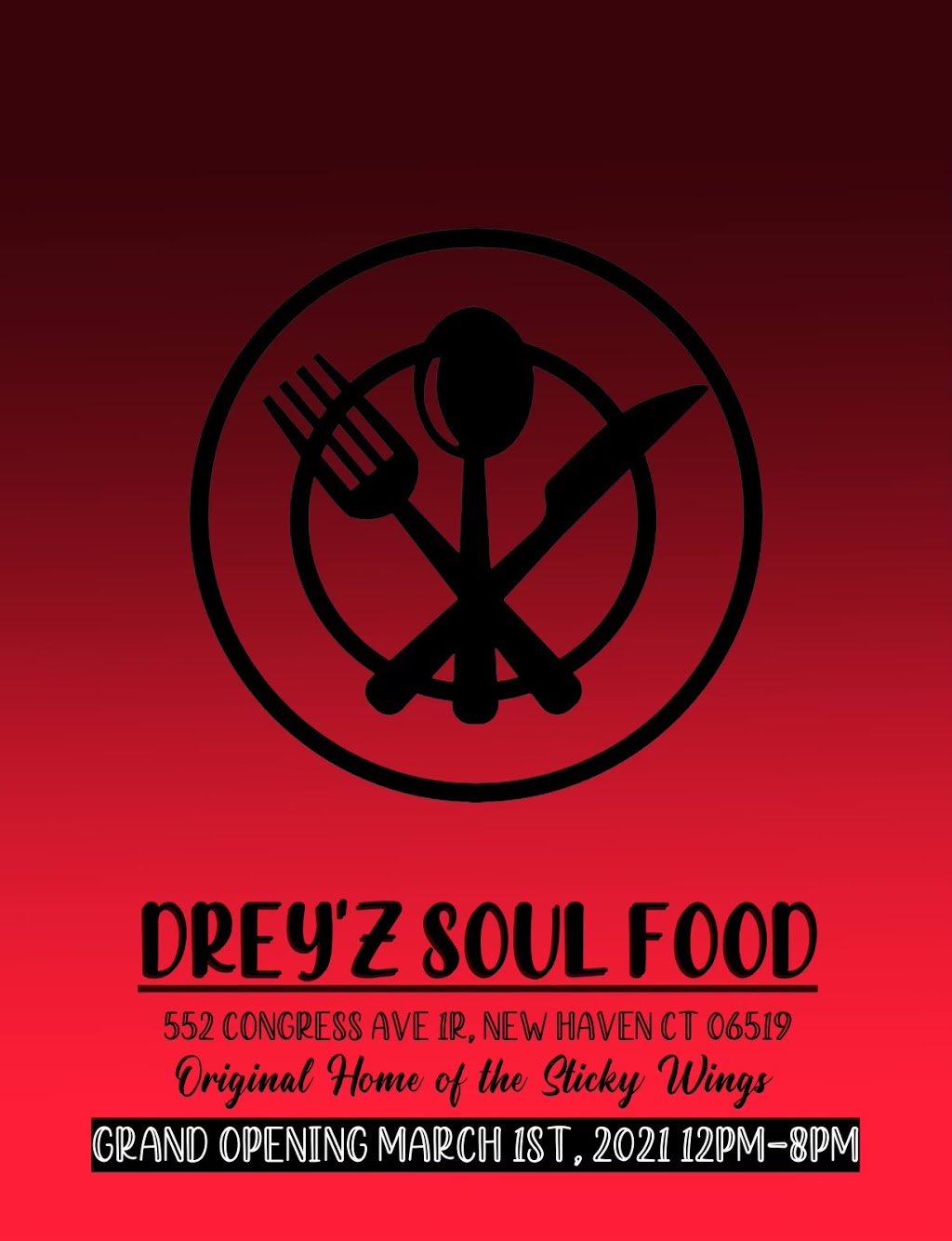 DREYZ SOULFOOD LLC | restaurant | 552 Congress Ave, New Haven, CT 06519, USA | 2038595577 OR +1 203-859-5577