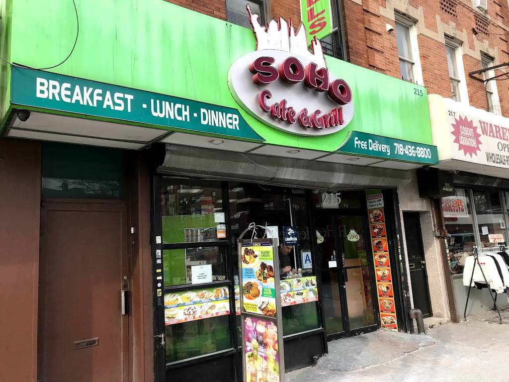 Soho Cafe & Grill | meal takeaway | 215 Church Ave, Brooklyn, NY 11218, USA | 7184368800 OR +1 718-436-8800