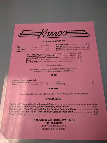 Karroo | meal takeaway | 4700 S 900 E #25, Salt Lake City, UT 84117, USA | 8012648237 OR +1 801-264-8237