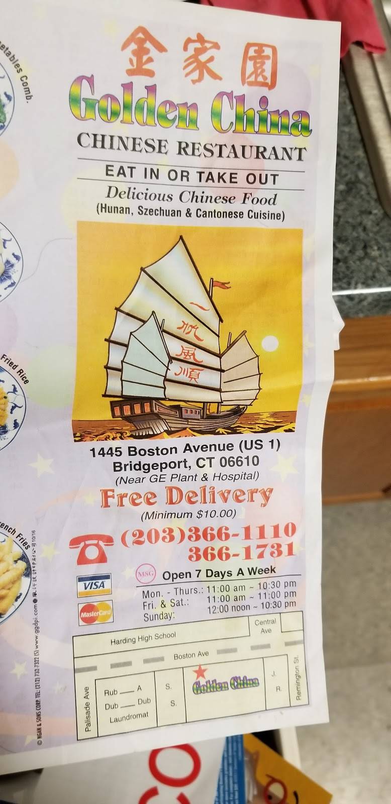 Golden China Restaurant | restaurant | 1445 Boston Ave, Bridgeport, CT 06610, USA | 2033661110 OR +1 203-366-1110