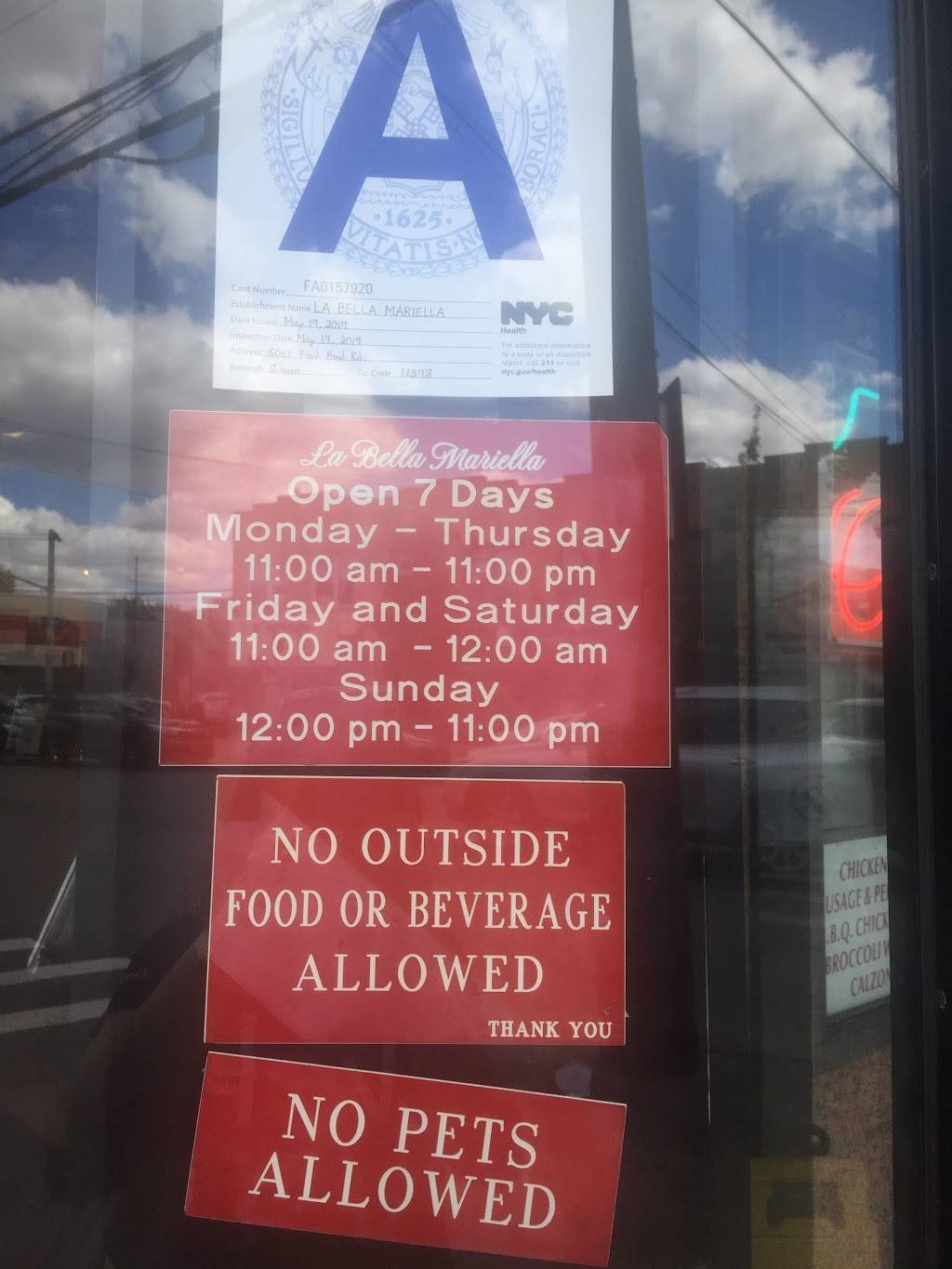 La Bella Mariella | restaurant | 3579, 6061 Fresh Pond Rd, Flushing, NY 11378, USA | 7183666170 OR +1 718-366-6170