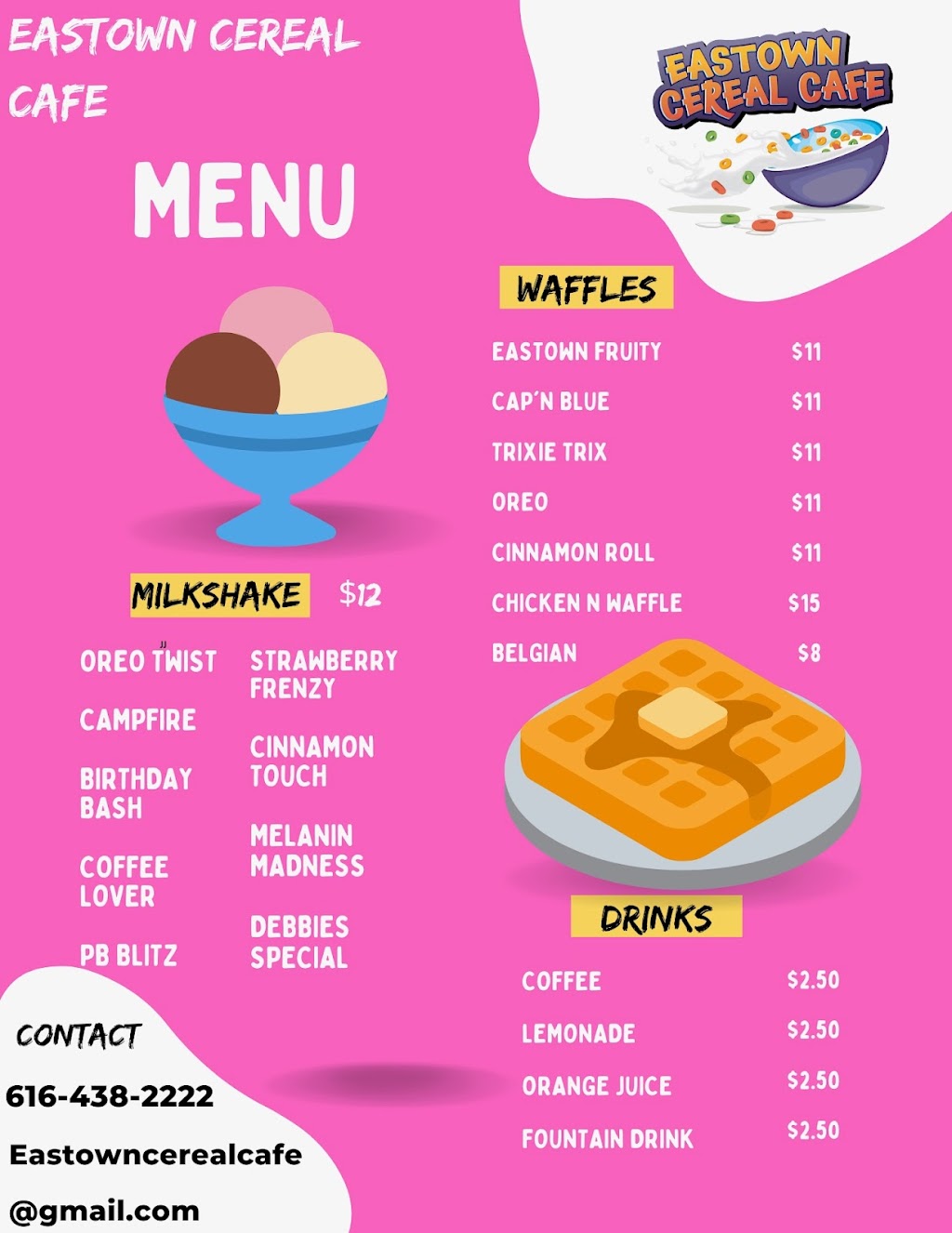 Eastown Cereal Cafe | restaurant | 1971 E Beltline Ave NE Suite 123, Grand Rapids, MI 49525, USA | 6164382222 OR +1 616-438-2222