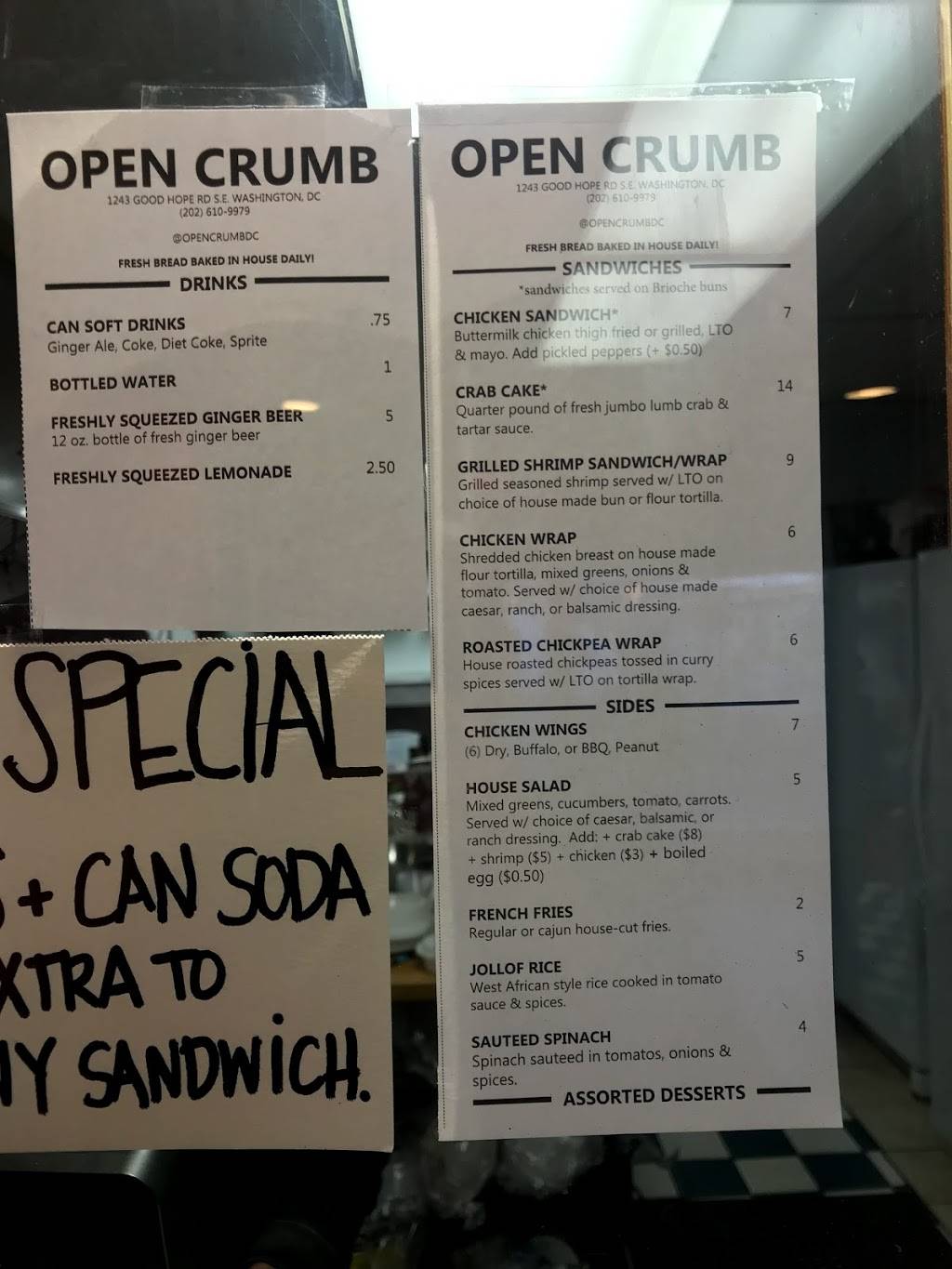 Open Crumb | restaurant | 1243 Good Hope Rd SE, Washington, DC 20020, USA | 2026109979 OR +1 202-610-9979