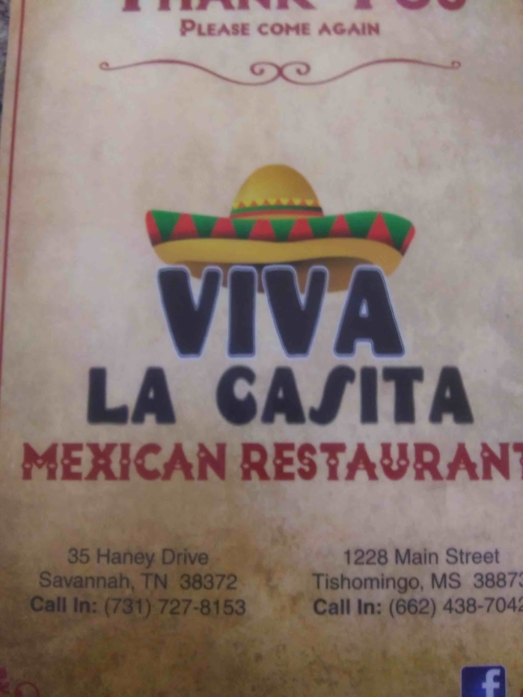 Viva la casita #2 | restaurant | 35 Haney Dr, Savannah, TN 38372, USA | 7317278153 OR +1 731-727-8153