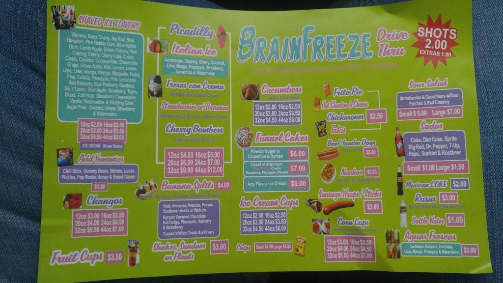 Brain Freeze San Antonio | restaurant | 415 S General McMullen Dr, San Antonio, TX 78237, USA | 2103162763 OR +1 210-316-2763