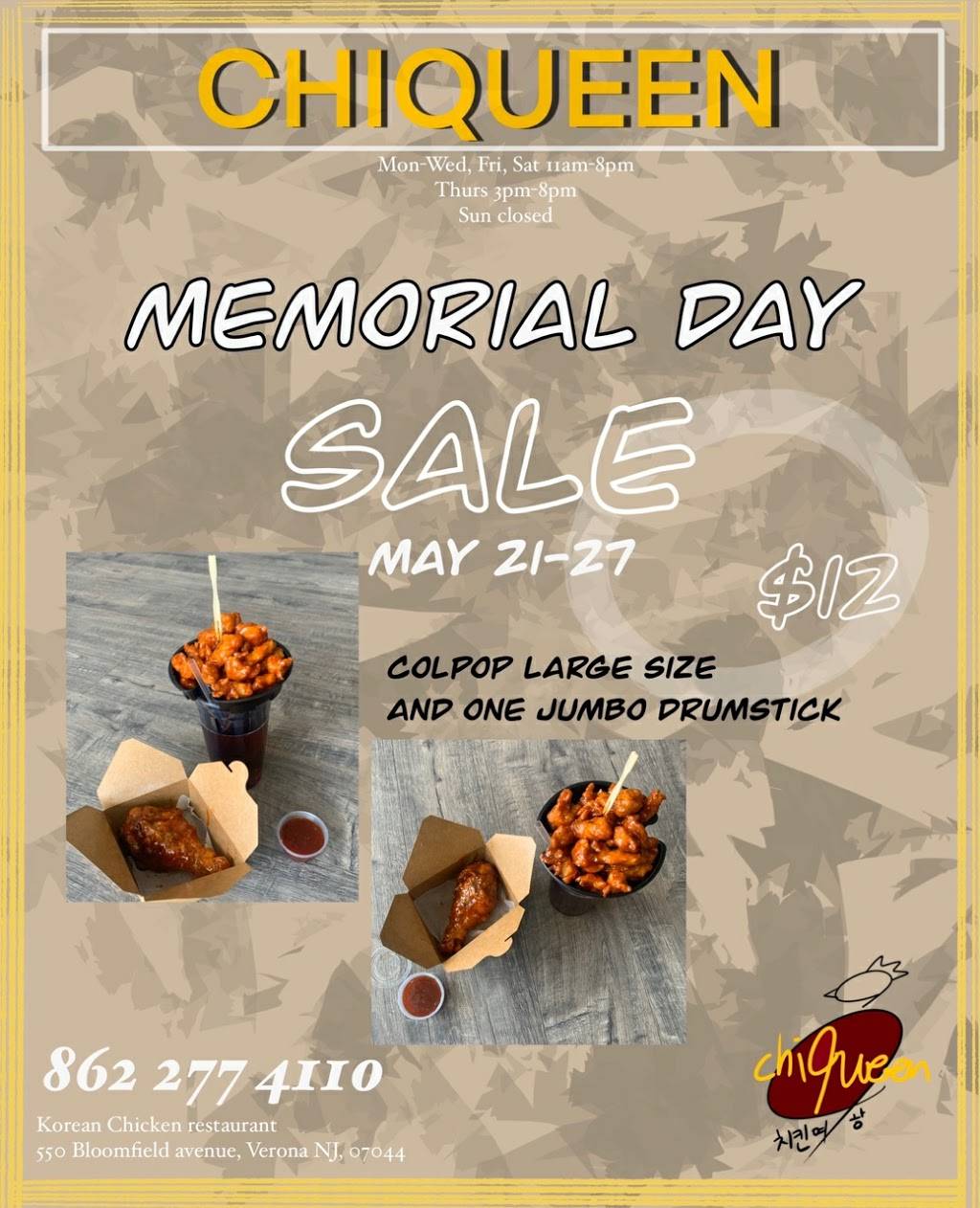 Chiqueen | restaurant | 550 Bloomfield Ave, Verona, NJ 07044, USA | 8622774110 OR +1 862-277-4110