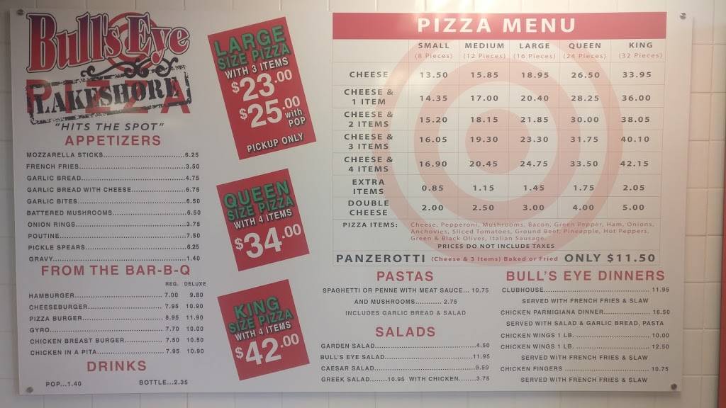 Bulls Eye Pizza Lakeshore | restaurant | 1205 Essex County Rd 22, Emeryville, ON N0R 1C0, Canada | 5197271221 OR +1 519-727-1221