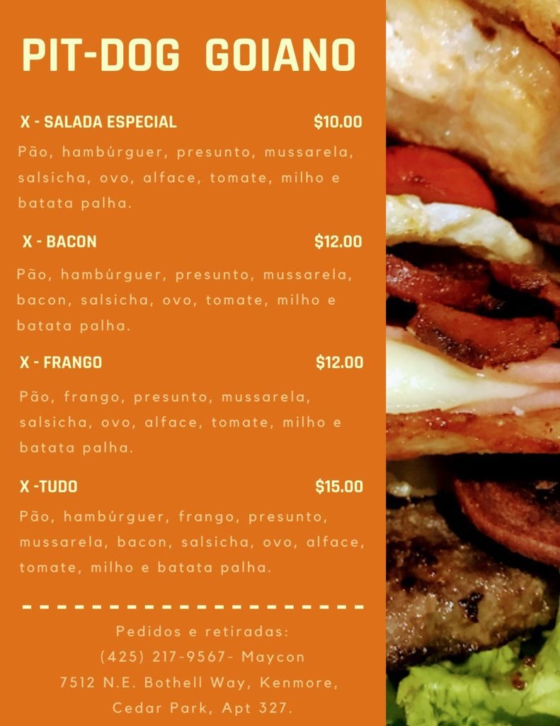 Pit-Dog Goiano | restaurant | 7512 NE Bothell Way Apt 327, Kenmore, WA 98028, USA | 4252179567 OR +1 425-217-9567