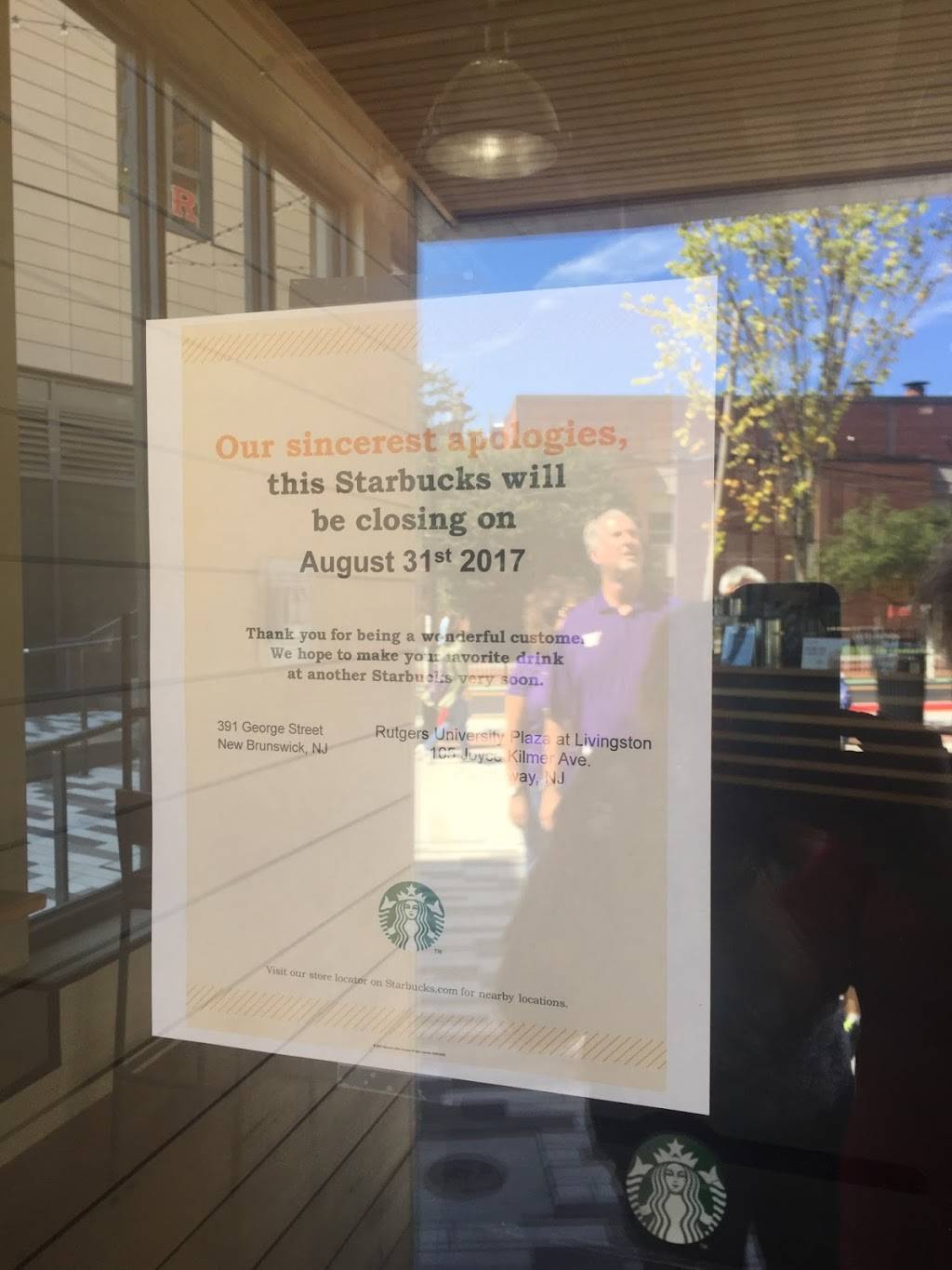 Starbucks | cafe | 38 College Ave, New Brunswick, NJ 08901, USA | 7322200014 OR +1 732-220-0014