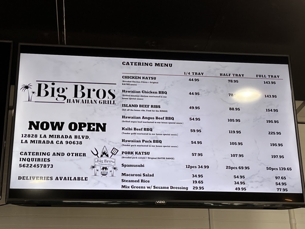 Big Bros Hawaiian Grill | restaurant | 12828 La Mirada Blvd, La Mirada, CA 90638, USA | 5622457873 OR +1 562-245-7873