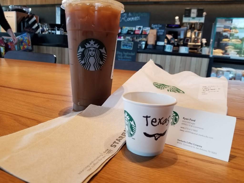 Starbucks | cafe | 3818 E Commerce St, San Antonio, TX 78219, USA | 2103373759 OR +1 210-337-3759
