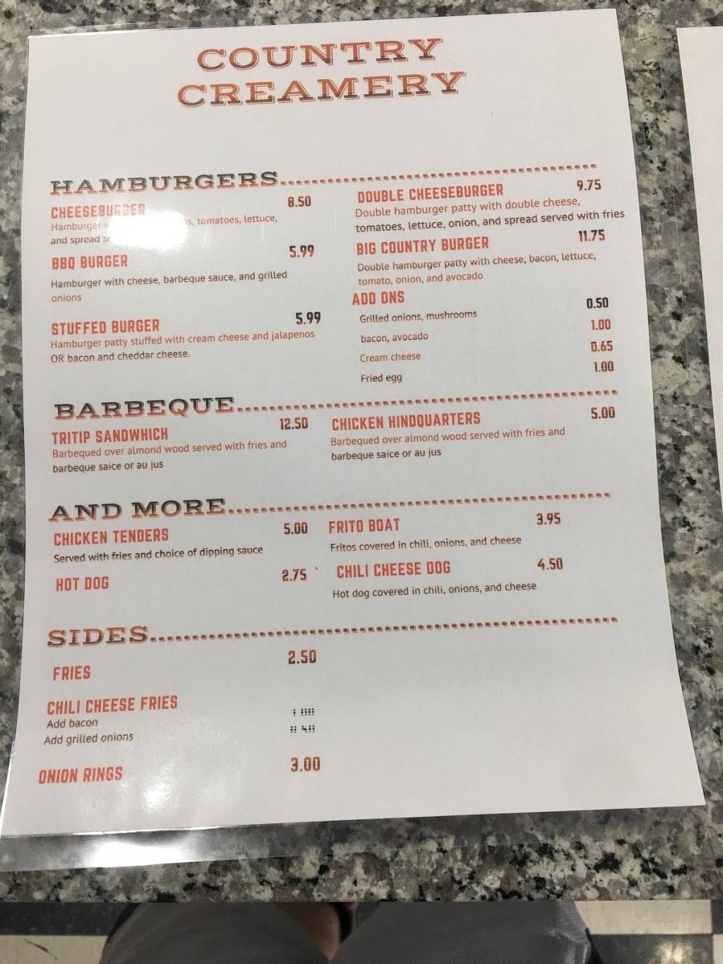 Country Creamery | restaurant | 5689 S Elm Ave, Fresno, CA 93706, USA | 5593745151 OR +1 559-374-5151