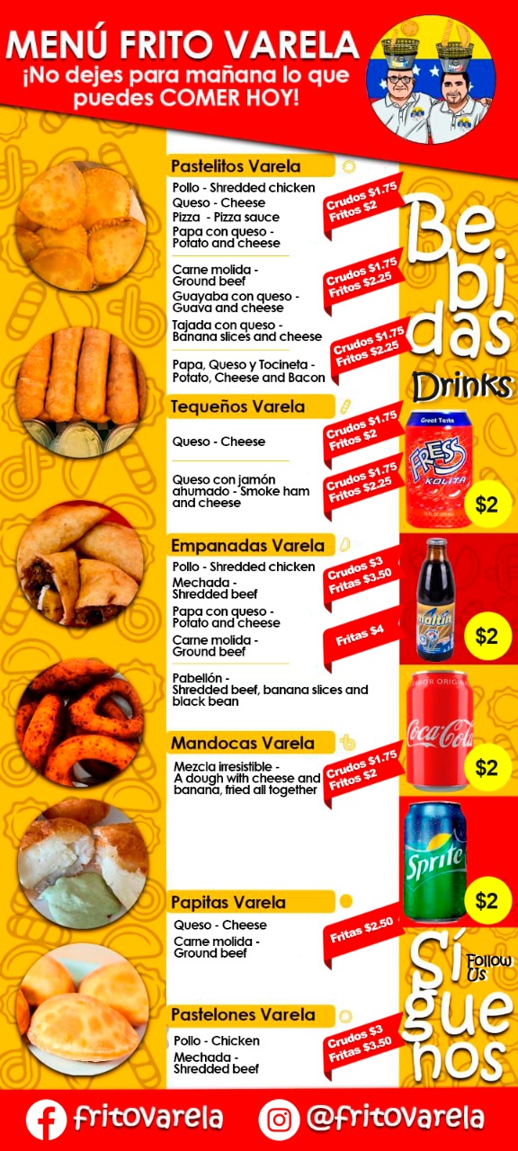 Fritovarela | restaurant | 6051 N Washington Blvd, Sarasota, FL 34243, USA | 9414656451 OR +1 941-465-6451