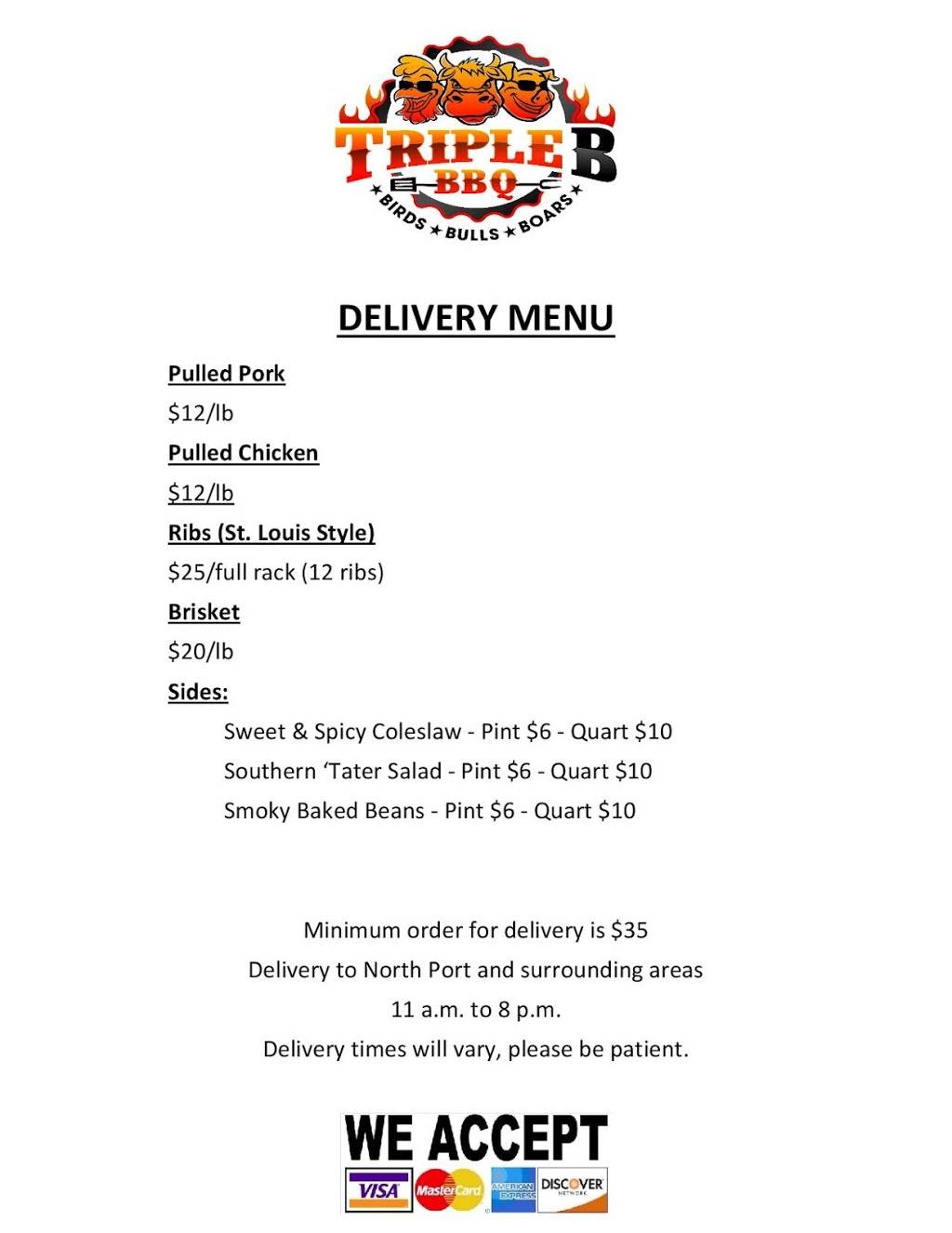 Triple B BBQ | restaurant | 6283 Reisterstown Rd, North Port, FL 34291, USA | 9418898409 OR +1 941-889-8409