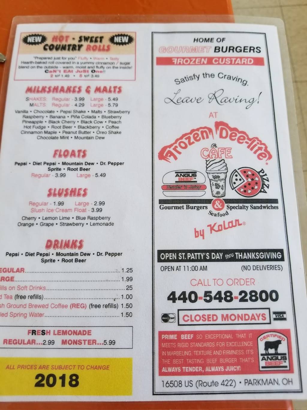 Frozen Dee Lite | restaurant | 16508 US-422, Garrettsville, OH 44231, USA | 4405482800 OR +1 440-548-2800